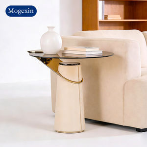 Luxurious Modern White Round Glass Coffee <b>Table</b> with <b>Wood</b> & Glass Construction Easy to Clean for Living Room Home Furniture - Product Image 3