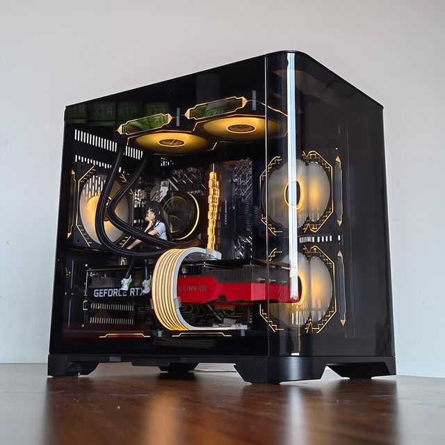 Lovingcool  Curved Glass Computadoras Casing New Pc Gamers Completo Desktop Computer Micro Atx Gaming case with 7 Argb Fans