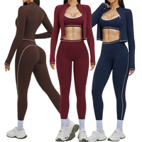 Ensemble 3 pièces de sport personnalisé avec logo – Nouveau Legging moulant effet seconde peau, soutien-gorge color block et short pour femme