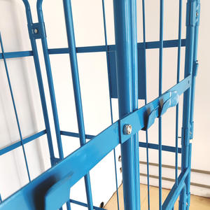 Chariot de chariot de cage de rouleau de maille d'acier de récipient de roulement à quatre roues résistant pour l'usage industriel de stockage pour l'entrepôt de supermarché - Product Image 5