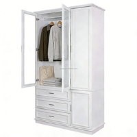 Armoire moderne en bois blanc à 4 portes et 3 tiroirs, grande capacité, gain de place, pour chambre à coucher, salon et hôtel
