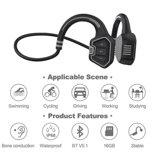 Neu angekommen Stereo Ip68 Wasserdicht Mp3 16G Ohr haken Bluetooth Schwimmen Kopfhörer Sport Knochen portion kabellose Kopfhörer