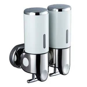 Large Capacity Stainless Steel Double Soap Dispenser Wall Mount Manual Lotion Bottle 1000ml