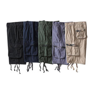 Short cargo vierge avec poche latérale coupe ajustée été classique fermeture éclair multi-poches bermudas pour hommes vente en gros - Product Image 6