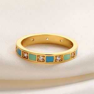 RAKOL RP5224 Newest Design Geometric Cubic Zirconia Fashion Jewelry 18k <b>Gold</b> Plated Women <b>Vintage</b> Enamel <b>Rings</b> Birthday Gifts - Product Image 3