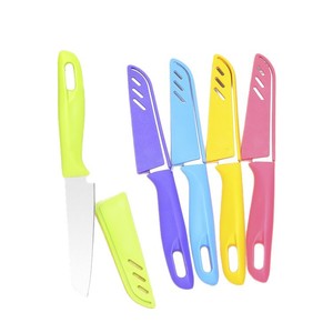Fruit Knives Stainless Steel 3 Piece <b>Set</b> With Sheath Portable Kitchen <b>Tools</b> Candy Color For Peeling Slicing - Product Image 5