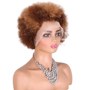 <b>Afro</b> Kinky Curly for Lace Front <b>Wig</b> with High Volume <b>Afro</b> Curl Human Hair Pixie <b>Wig</b> for Black Women 13x4 Lace Frontal Fluffy <b>Wig</b> - Product Image 2