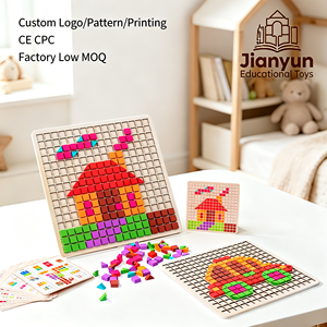 Blocs de pixel art personnalisés de 210 pièces, puzzle géométrique en mosaïque pour enfants, apprentissage de la logique spatiale, ensemble d'activités Montessori, jouet - Product Image 1