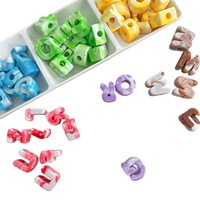 Perles acryliques dégradées bicolores, 26 lettres anglaises, à grand trou, pour DIY, stylos à perles, accessoires de chaîne de téléphone portable