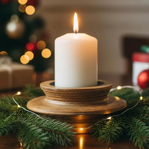 Porte-bougie en bois moderne avec finition lisse, support décoratif pour bougie chauffe-plat pour la chambre à coucher, le salon et le bureau, décoration de la maison - Product Image 1