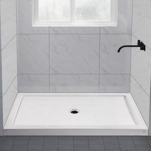 Bak Mandi Hotel Modern Persegi Panjang Akrilik Fiberglass Putih Ukuran Khusus, Siap Pasang Ubin, Drainase Linear, Garansi 2 Tahun untuk Kamar Mandi - Product Image 1