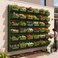 Pots de fleurs suspendus verticaux d'intérieur en plastique, jardinage domestique, irrigation automatique, jardinière murale, jardinières murales suspendues