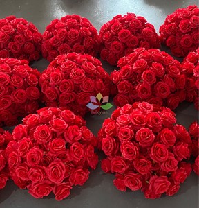 Bóng hoa trang trí đám cưới bán buôn F307, hoa hồng trắng nhân tạo, trung tâm bàn bằng lụa, trang trí hoa quả cầu - Product Image 2