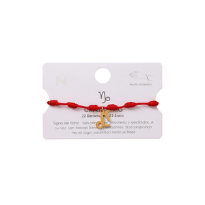 Pulsera con Dije de Capricornio, Hilo de Cera Rojo, Chapado en Oro, Joyería de Moda Unisex para Festivales - Product Image 1