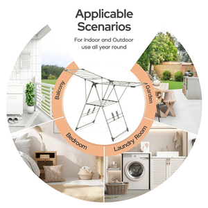 Stendibiancheria a Doppio Livello in Metallo Regolabile con Design Moderno <span class=keywords><strong>per</strong></span> Soggiorno e Balcone, Ideale <span class=keywords><strong>per</strong></span> Vestiti dei Bambini - Product Image 5