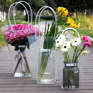 Transparent waterproof flower plastic tote bag