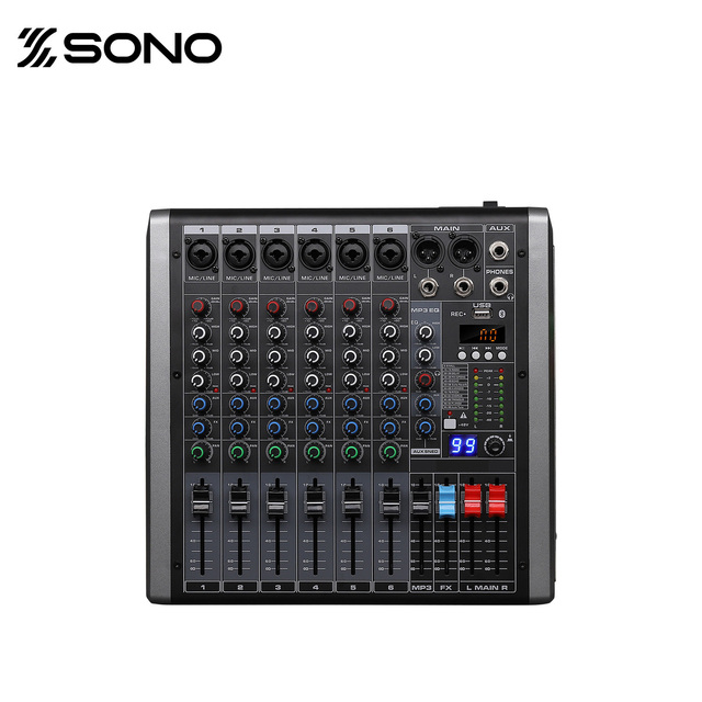 Professional 6-Channel DJ Digital Audio Mixer Console Surround Sound Plastic Material New Design Studio Music Equipment