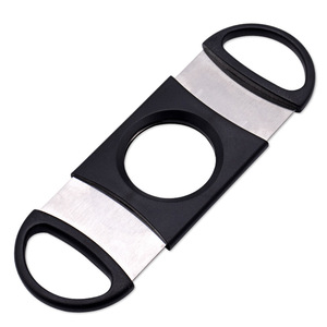 Stainless Steel Cigar Cutter Double Bladed Black V Shape For <b>Smoking</b> Accessories - Product Image 1