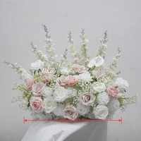DKB Wholesale - Décoration de couloirs de fleurs roses et blanches de 80 cm, arrangement de fleurs en soie au toucher réel pour mariage, anniversaire, fête
