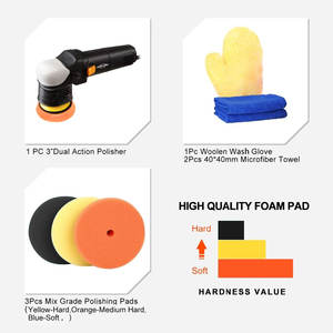 <span class=keywords><strong>Polisseuse</strong></span> de voiture électrique <span class=keywords><strong>mini</strong></span> puissante 500W 110-240V avec tampon de polissage sans poussière 75mm, plaque de support de 3 pouces, double action - Product Image 2