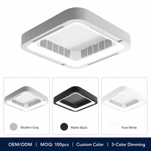 2026 Bladeless Ventilador De Techo Flush Mount Smart APP <b>Control</b> Dimmable Square Led <b>Ceiling</b> Fan with <b>Light</b> and <b>Remote</b> - Product Image 4