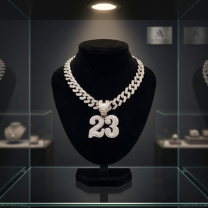 Collar con Colgante de Moissanita Chapado en Rodio Estilo Hip Hop Ice Cubed, Cadena con Dije del Número 23, Joyería de Plata, Regalo - Product Image 1