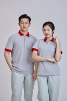 Impression par transfert de chaleur/broderie Polo doux et durable résistant aux plis facile d'entretien gris avec garniture rouge du vietnamien