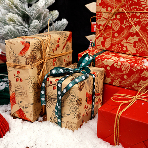 Venta al por mayor 80g 43*300cm papel de embalaje Kraft de Navidad papel de regalo - Product Image 2