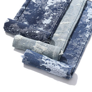 80% कपास का बड़ा छलावरण जींस के लिए नीले जैक्वार्ड डेनिम कपड़े 11.8 औंस उच्च गुणवत्ता वाले डेनिम कपड़े थोक - Product Image 2