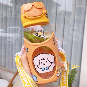 Cartoon Kid Water Sippy Cups Portable Children's <b>Straw</b> <b>Bottle</b> With Strap High Quality Leakproof Cup Sports - Product Image 3