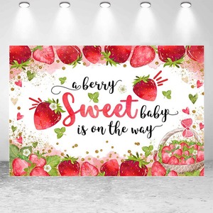 Fraise thème doux un 1er anniversaire toile de fond filles fête décor nouveau-né <span class=keywords><strong>photographie</strong></span> fond bébé douche décors - Product Image 1