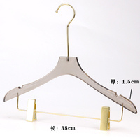 Cintre pour pantalon transparent pour chemise à crochet doré en acrylique de qualité supérieure Cintre pour jupe en acrylique gris avec clip doré