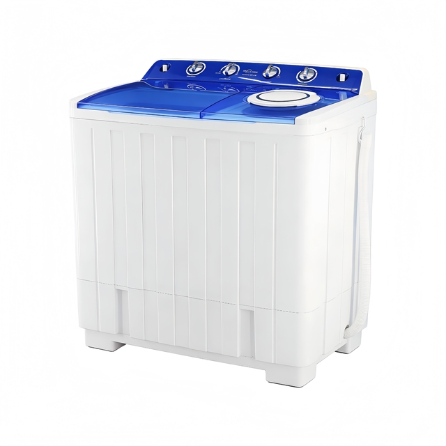 Semi-Automatic Twin-Tub Electric All-In-One Washer/Dryer Top-Loading Plastic Housing >7kg Capacity for Household Outdoor Use New
