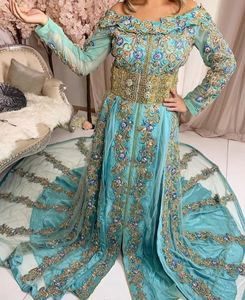 2019 élégant caftan de luxe marocain belle robe de mariée longueur au sol avec longue piste élégant vêtements indiens et pakistanais - Product Image 4