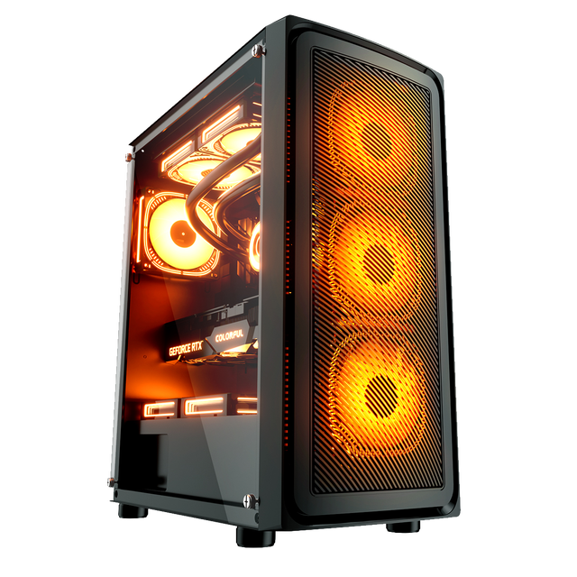 HD USB3.0 MATX Gaming Computer Case with Tempered Glass PC Tower for Gaming Setups