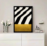 Décoration de table de bureau sans cadre, abstraite géométrique de luxe, tableau d'art noir et blanc, peinture moderne pour armoire d'entrée