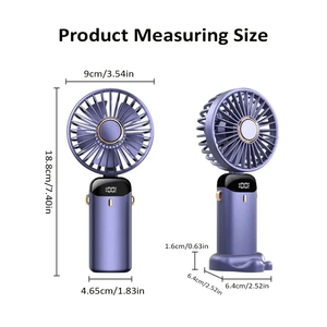 Handheld Mini <b>Fan</b> 800mAh Foldable <b>Portable</b> Desk Outdoor <b>Neck</b> Hanging 5 Speed USB Rechargeable <b>Fan</b> Phone Stand Display Screen - Product Image 5