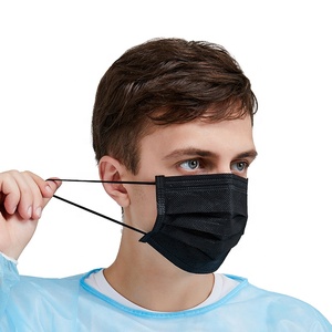 <span class=keywords><strong>Masque</strong></span> <span class=keywords><strong>chirurgical</strong></span> 3 plis de haute qualité, noir, jetable, protecteur - Product Image 3