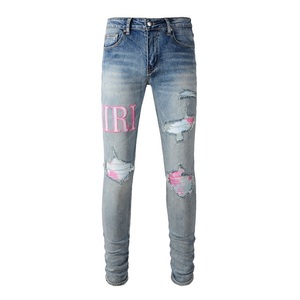 840 Fashion Design Casual Y2k Clothing Spring Summer Ripped <span class=keywords><strong>Jeans</strong></span> High Quality Streetwear Men's <span class=keywords><strong>Jeans</strong></span> Patches Custom Denim <span class=keywords><strong>Jeans</strong></span> - Product Image 5