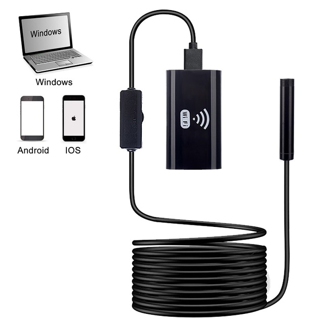 USB Mini 1mm Diameter 720P 2MP CMOS Sensor IP68 Waterproof Wi-Fi Enabled SD Card Storage Inspection Camera