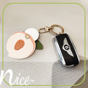 Custom Leather Cartoon Keychain Creative Lovely Fruit Series Key Accessories PU Leather Access <b>Card</b> Box protection Box - Product Image 4