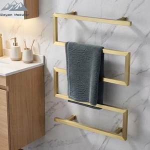Sèche-serviettes électrique moderne Wayon en acier inoxydable doré, design en zigzag pour maison préfabriquée, modèle WM TR905 - Product Image 1
