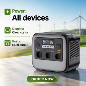 Station d'alimentation solaire 1200W avec triple prise AC, USB-C PD 3.0, écran LCD, pour camping hors réseau et urgences domestiques - Product Image 4