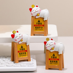 Figurita de gato de la suerte, soporte para tarjetas de resina, soporte para notas de mesa de estilo de dibujos animados en blanco, para restaurante, Bar, exhibición de pedidos y menús - Product Image 1