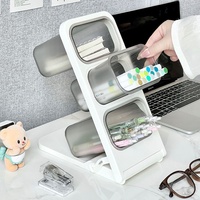 Boîte de rangement de bureau à compartiments, porte-marqueurs, porte-stylos incliné, pour bureau et étudiants, multifonctionnel, grande capacité, papeterie en PET