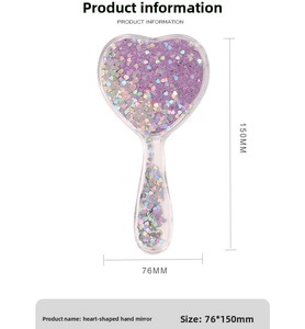 Miroir compact en forme de cœur Zonyin, mignon, transparent, effet sable mouvant, miroir de poche scintillant pour fille, idéal pour les voyages - Product Image 4