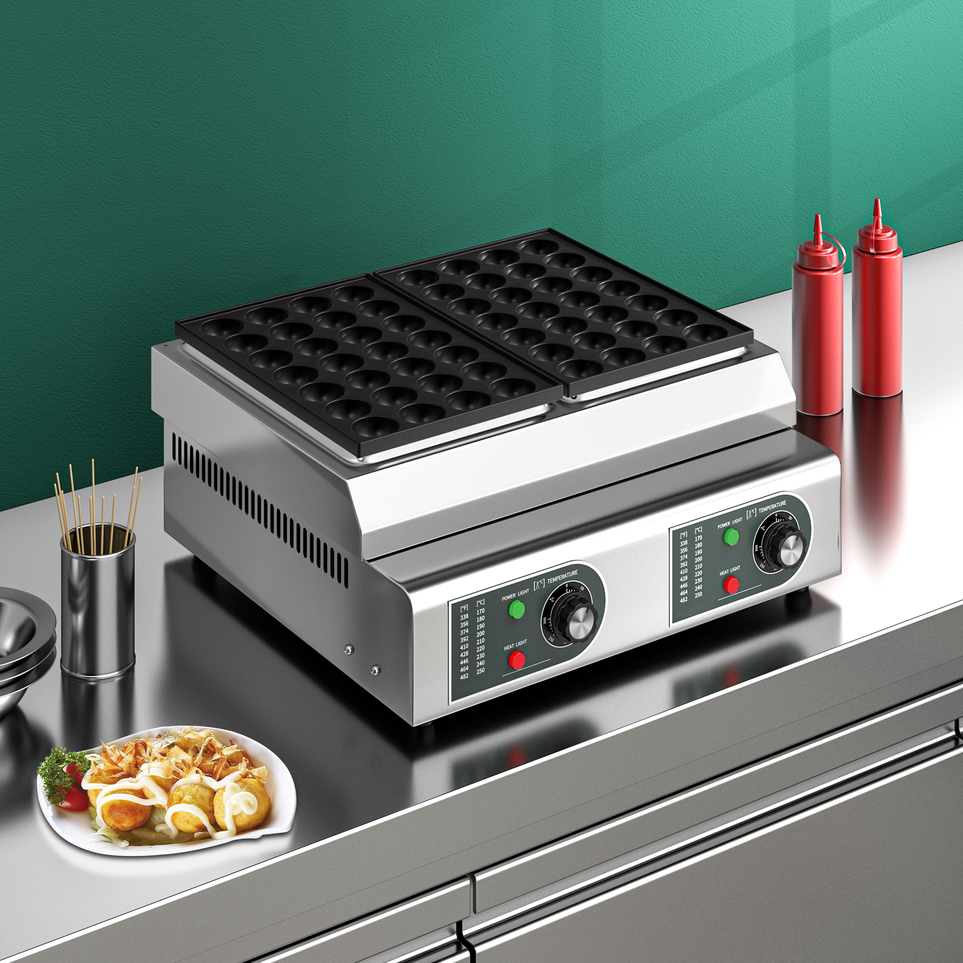 Value Deal Commercial Electric Octopus Grill Machine for Fish Balls Small Nonstick Cooking for Household and Hotel Use