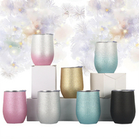 Gobelets à vin en acier inoxydable à paillettes magiques 12 oz Isolation à double paroi Tasses de voyage sous vide Camouflage Couleur Fête Anti-fuite