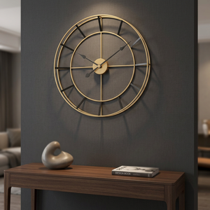 Modern Gold Plated Round Wall <b>Clock</b> Analog Quartz Silent Design for Living Room Decor - Product Image 3