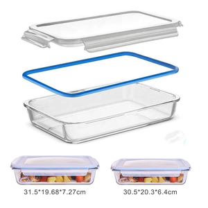 IKOO <strong>Oven</strong> Safe Borosilicate Glass Baking <strong>Dish</strong> &amp; Roast Pan <strong>with</strong> PP <strong>Lid</strong> Rectangle Shape 560F Max Temp Eco-Friendly - Product Image 2
